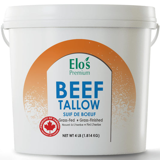Elo's Premium Beef Tallow 4lb | Canadian-Sourced Rendered Beef Fat | Perfect for Cooking, Frying & Baking | Keto & Paleo Friendly