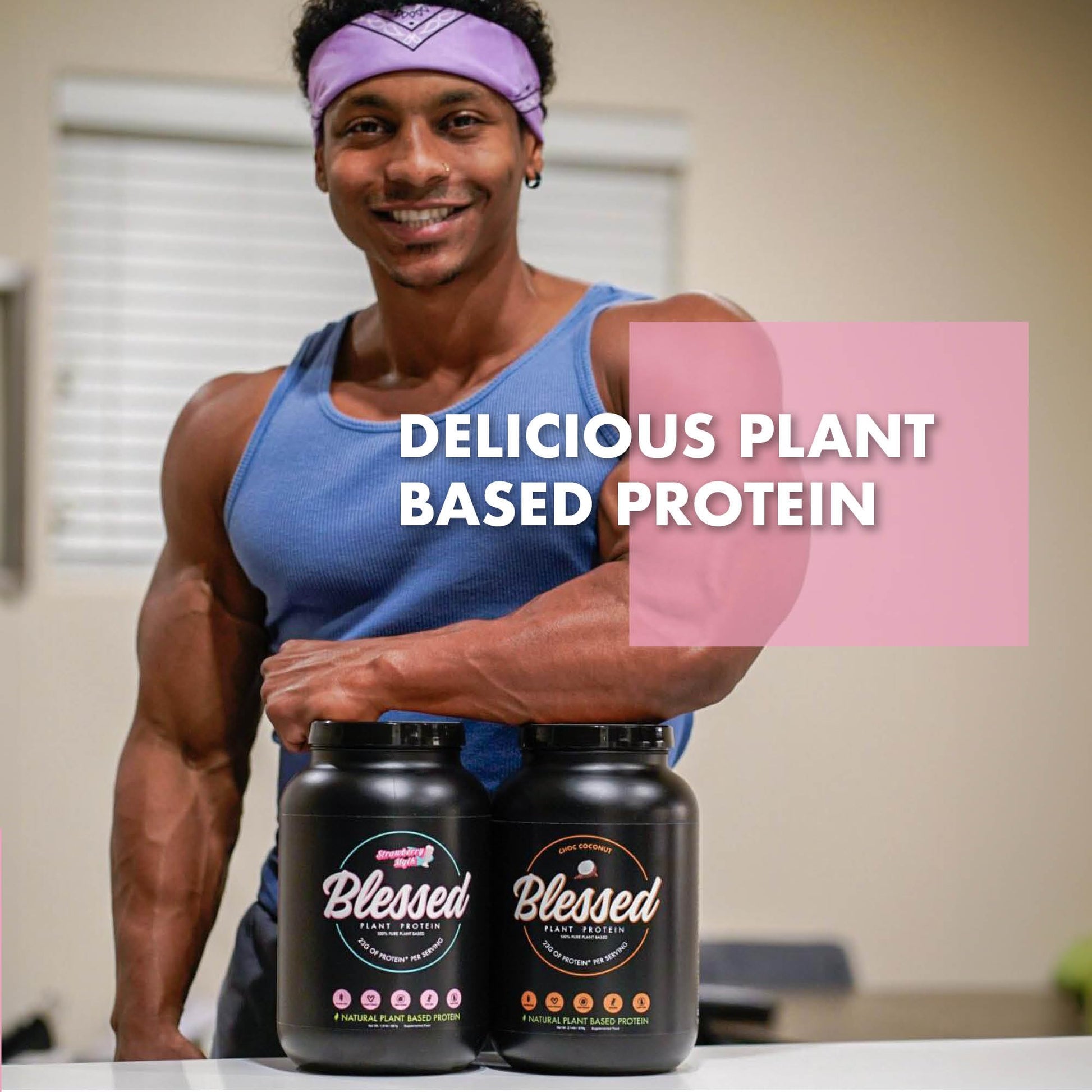 Blessed Plant-Based Protein Powder - Pea Protein Meal Replacement Shake, 23g Protein Per Serving, Vegan, Gluten-Free, Naturally Sweetened, 30 Servings (Strawberry Mylk)