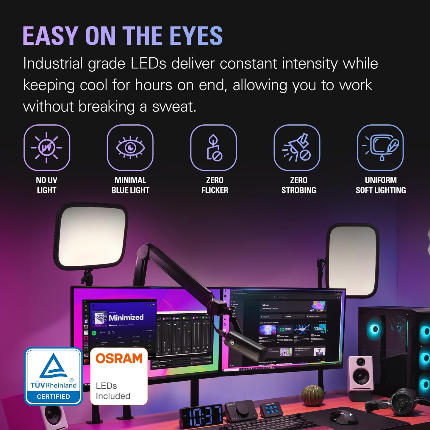 Elgato Key Light, Professional 2800 Lumens Studio with Desk Clamp for Streaming, Recording and Video Conferencing, Temperature and Brightness App-Adjustable on Mac, PC, iOS, Android, Wi-Fi 🍁 All In One Marketplace Canada
