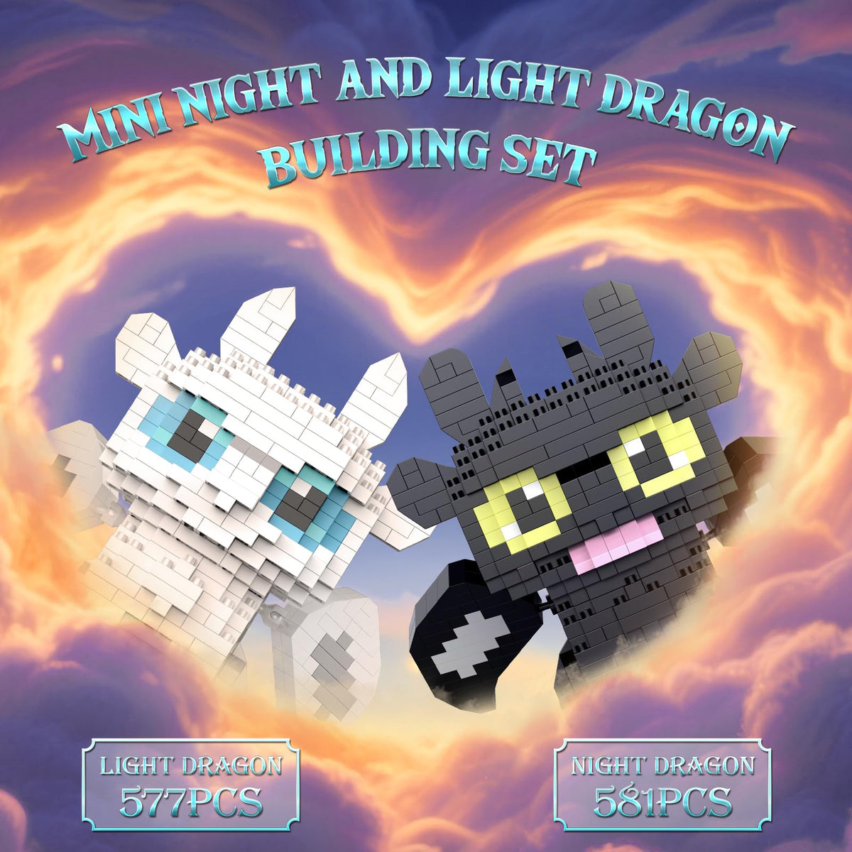 IBLOTIME Micro Dragon Building Sets Easter 1158 PCS Fantasy Black White Dragon Models with Movable Wings Micro Bricks Creative Display Gift Christmas Birthday Ages 14+ 🍁 All In One Marketplace Canada