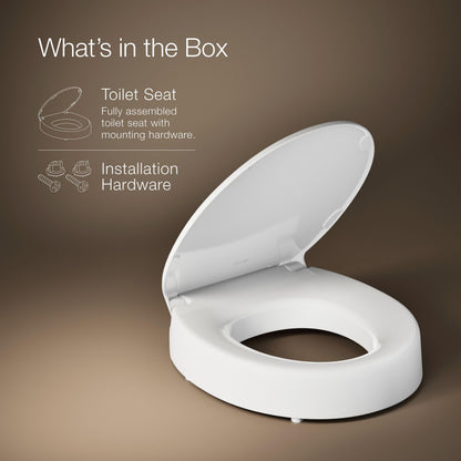 KOHLER Hyten Elevated Quiet-Close Round-Front Toilet Seat, White