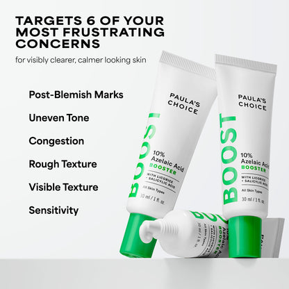 Paula's Choice BOOST 10% Azelaic Acid Booster Cream Gel, Licorice Extract & Salicylic Acid, Oil-Free Skin Serum, Fragrance-Free, 30 ml - Available at All In One Marketplace Canada