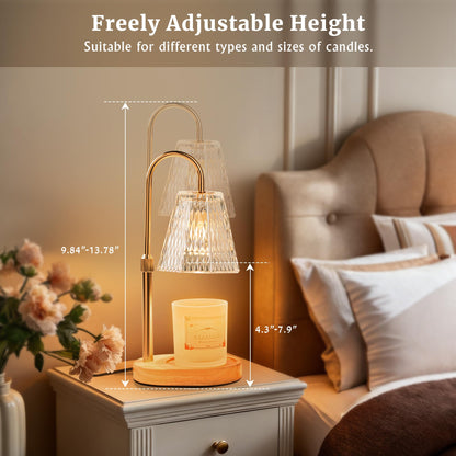 Candle Warmer Lamp with Timer Dimmer Adjustable Height, Wax Warmer Lamp for Jar Candles with 2 Bulbs, for Home Decor, Christmas, Birthday Gifts for Women(Transparent-02) 🍁 All In One Marketplace Canada
