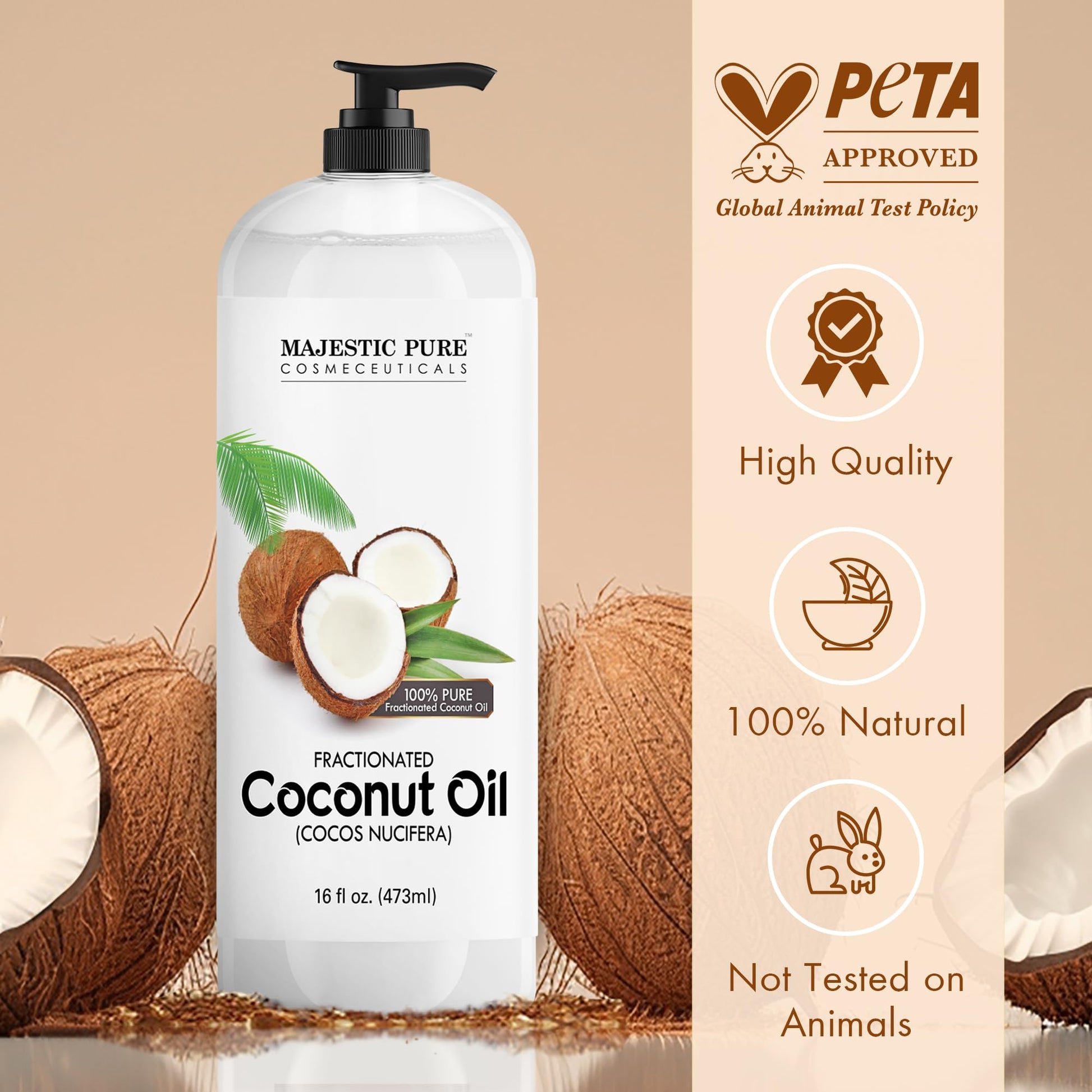 Majestic Pure Fractionated Coconut Oil – Lightweight Liquid Carrier Oil for Essential Oils, Massage, Skin, Hair & DIY Personal Care Applications – 16 Fl Oz - Available at All In One Marketplace Canada
