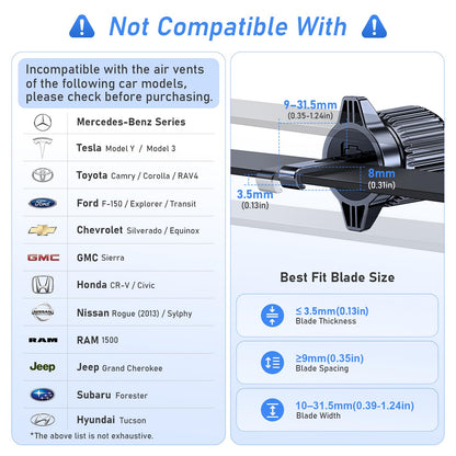 Blukar Phone Holder Car, Air Vent Car Phone Mount with Upgraded Ultra Stable Hook Clip, 360° Rotation, One Button Release Cellphone Holder for iPhone, Google, Galaxy and All Mobile Phones - Available at All In One Marketplace Canada