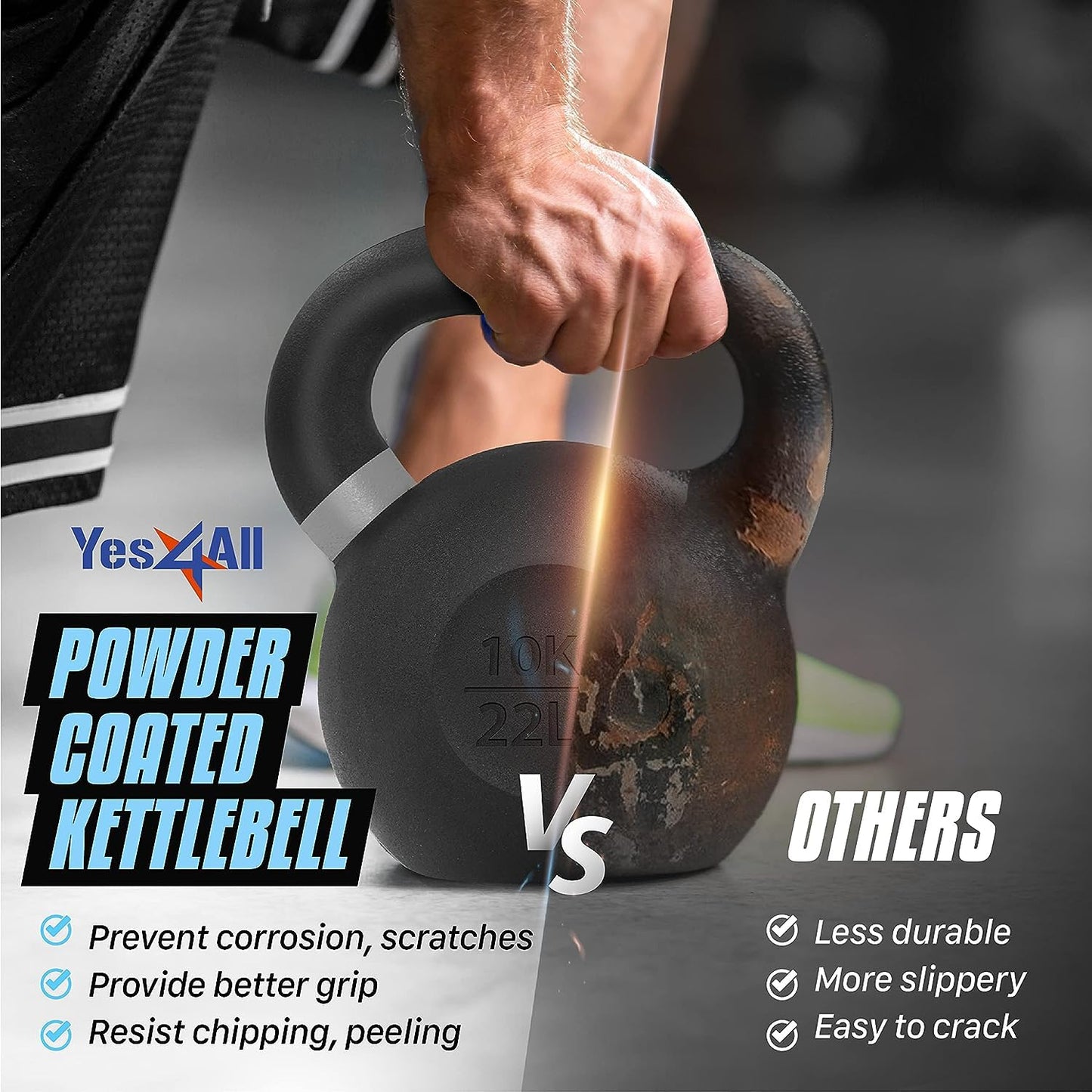 Yes4All Powder Coated Kettlebell Weights with Wide Handles & Flat Bottoms – 16kg/35lbs Cast Iron Kettlebells for Strength, Conditioning & Cross-Training 🍁 All In One Marketplace Canada