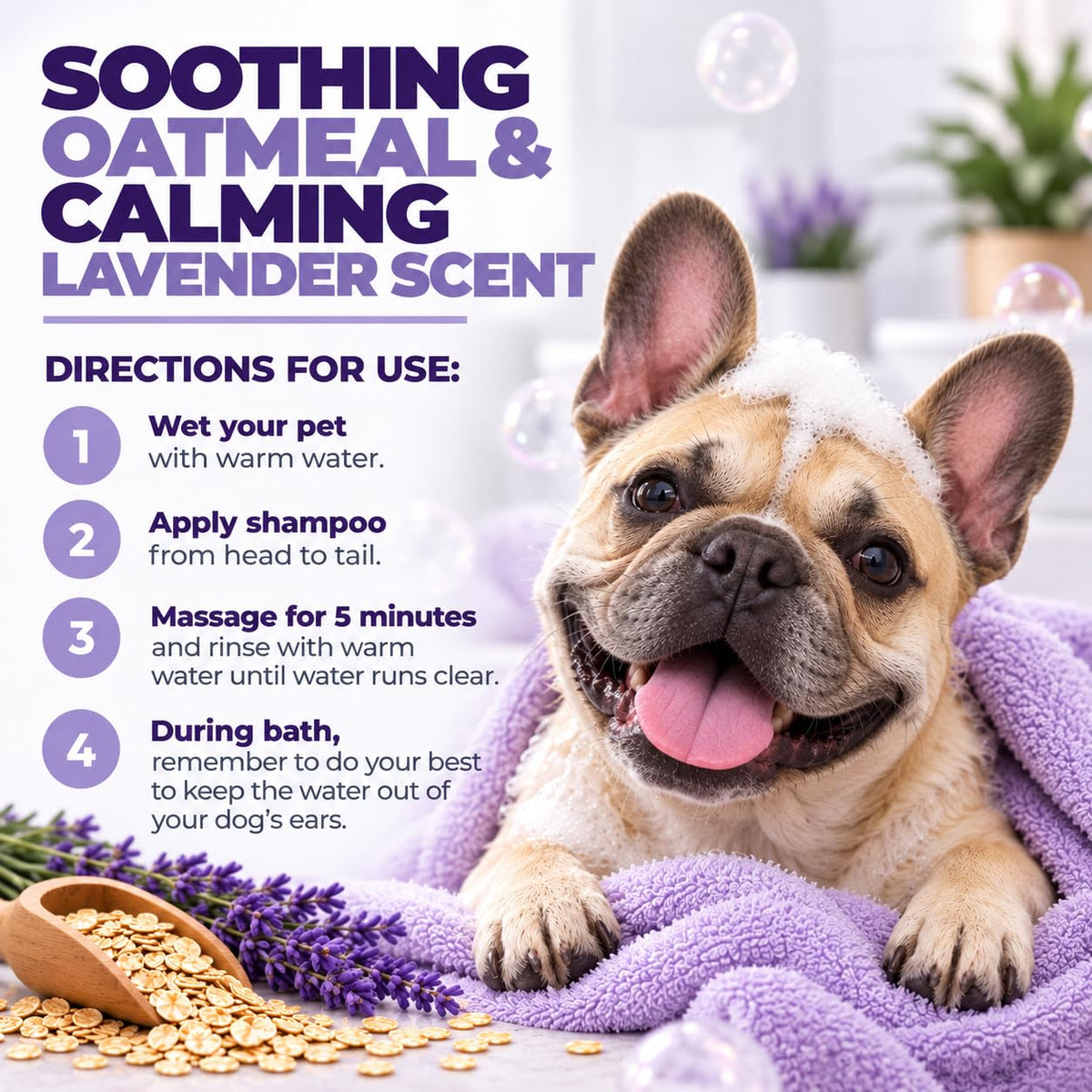 Mighty Petz 2-in-1 Oatmeal Dog Shampoo & Conditioner – Made with 7 Natural Ingredients Including Oatmeal & Aloe Vera – Large Bottle 16 oz