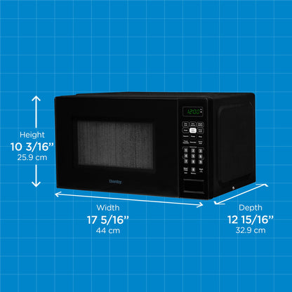 Danby DBMW0721BBB 0.7 Cu. Ft. Countertop Microwave, 700W, 10 Power Levels, 6 Auto-Cook Presets, Express Cook + 30 Sec, Auto Defrost & Child Lock, Black Danby