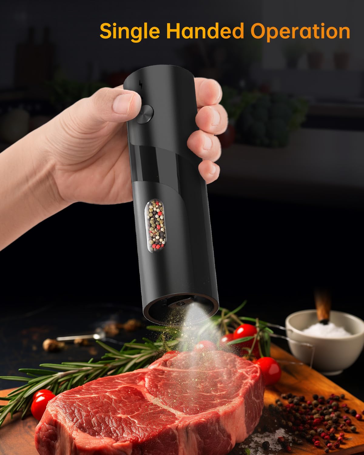 CIRCLE JOY Electric Salt and Pepper Grinder Set with Charging Base, Rechargeable Automatic Pepper Mill Grinder with Adjustable Coarseness, Easy Filling 110ml Large Capacity with Led for Home Kitchen - Available at All In One Marketplace Canada