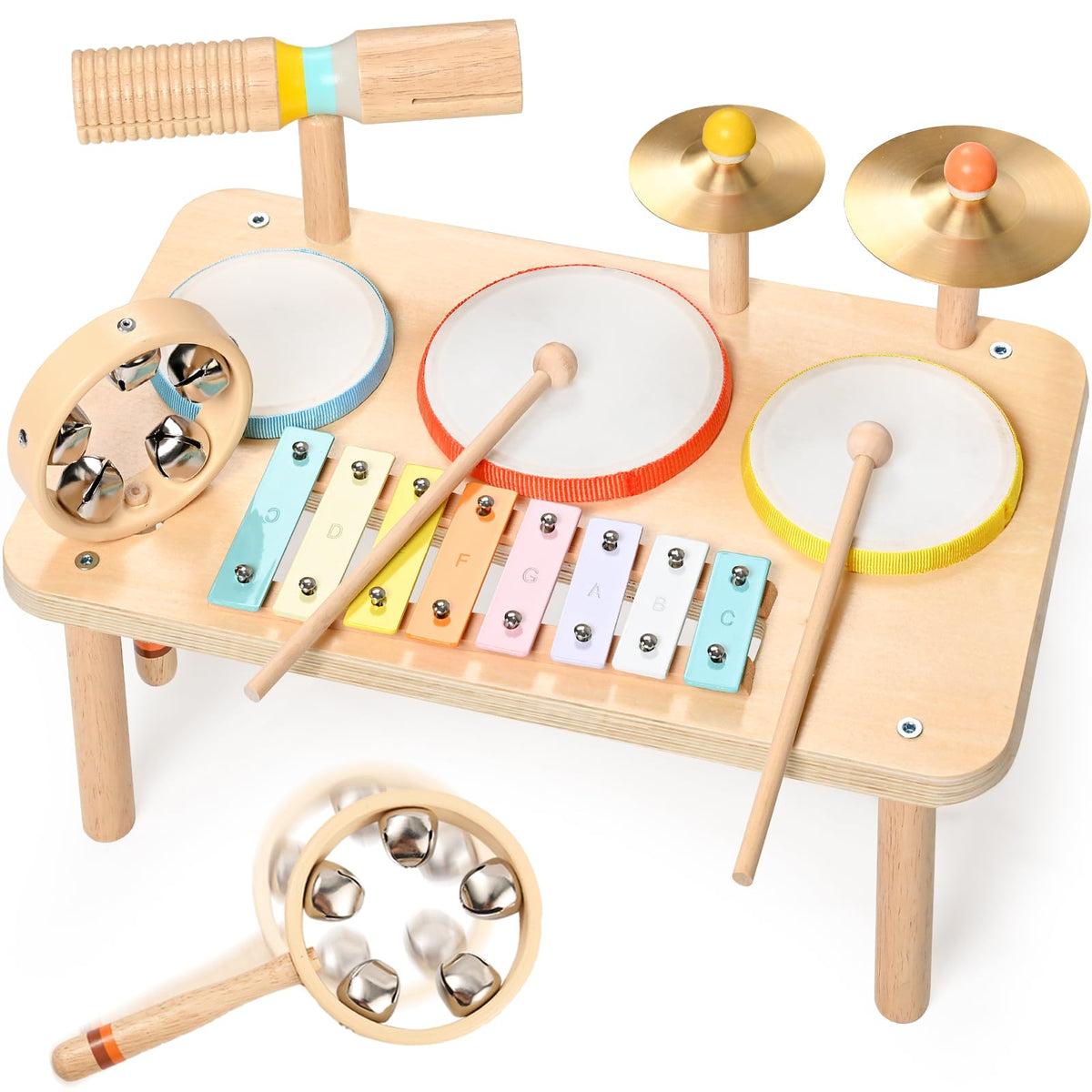 WINGYZ Kids Drum Set, 9-in-1 Wooden Musical Instruments with Xylophone 🍁 All In One Marketplace Canada