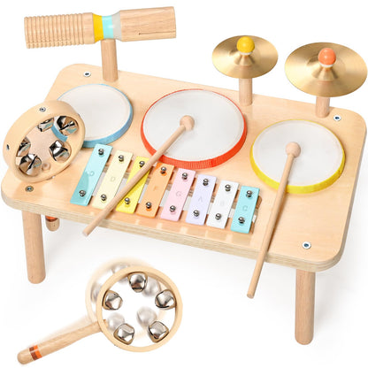 WINGYZ Kids Drum Set, 9-in-1 Wooden Musical Instruments with Xylophone 🍁 All In One Marketplace Canada