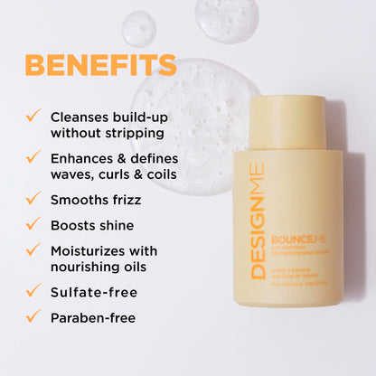 DESIGNME BOUNCE.ME Curl Shampoo | Curl-Defining, Anti-Frizz - For All Curly Hair Types | Nourishing with Kukui Nut Seed and Buriti Oil | Boost Shine, Moisturize Curly Hair - Available at All In One Marketplace Canada
