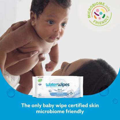 WaterWipes Lingettes Bébé Originales Sans Plastique, Lingettes à 99,9% à Base d'Eau, Sans Parfum & Hypoallergéniques pour Peau Sensible, 240 Unités (4 paquets), L'emballage Peut Varier