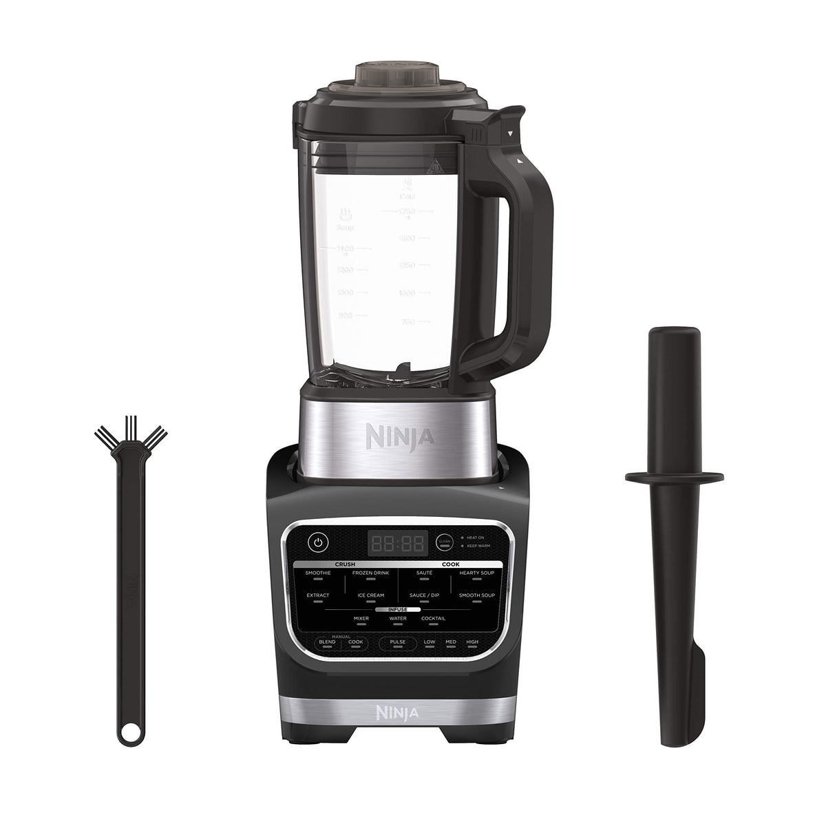 Ninja Foodi Cold & Hot Blender with Precision Heating Element, 64oz Glass Pitcher, 1400W High-Speed Crushing & Cooking Blender for Smoothies, Soups, Sauces, Fondue – Black, HB150C (Canadian Version)
