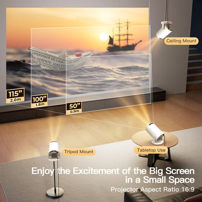[Built-in Apps & 2026 Upgraded] WEMI Mini Portable Projector Mini Projecteur Portatif with WiFi 6 and Bluetooth 5.4 for Bedroom Smart Movie for iPhone Cell Phone Android OptiBarrel 500