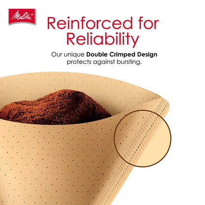 Melitta #4 Cone Coffee Filters, Unbleached Natural Brown, 100 Count (Pack of 3) 300 Total Filters Count - Packaging May Vary