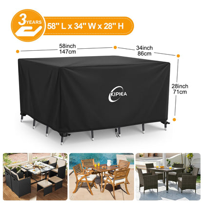 Kipiea Patio Furniture Covers Waterproof Winter, 420D Outdoor Furniture Set Covers, Heavy-Duty Patio Table Covers, No Tears Anti UV No Fading (58" L x 34" W x 28" H) 🍁 All In One Marketplace Canada
