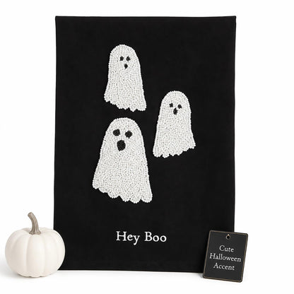 Mud Pie Halloween Bead Towel, Ghost, 26" x 14"