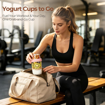 ComSaf Overnight Oats jars with Lids （16oz+4oz 4Pcs）, Dual-Laryer Chia Pudding Jars with Dry and Wet Separation, Yogurt Parfait Contianer for Oatmeal Cereal Nut Fruit, Meal Prep Glass Jars for Salad - Available at All In One Marketplace Canada