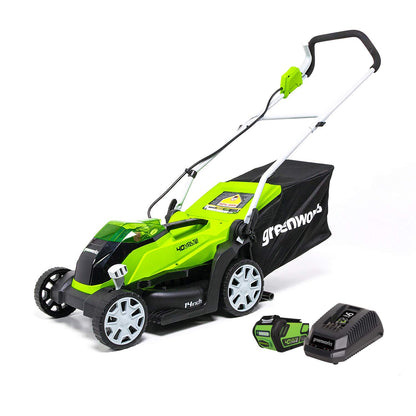 Greenworks 40V 14-inch Cordless Lawn Mower, 4.0 Ah Battery and Charger Included 2506302