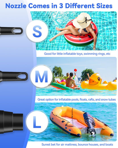 Air Mattress Pump, Dr.meter 4000mAh Rechargeable Battery Air Pump for Inflatable, Portable Quick-Fill Inflator Deflator for Outdoor Camping Inflatable Pool Float Boat Raft Yoga Ball Swim Ring Airbed - Available at All In One Marketplace Canada
