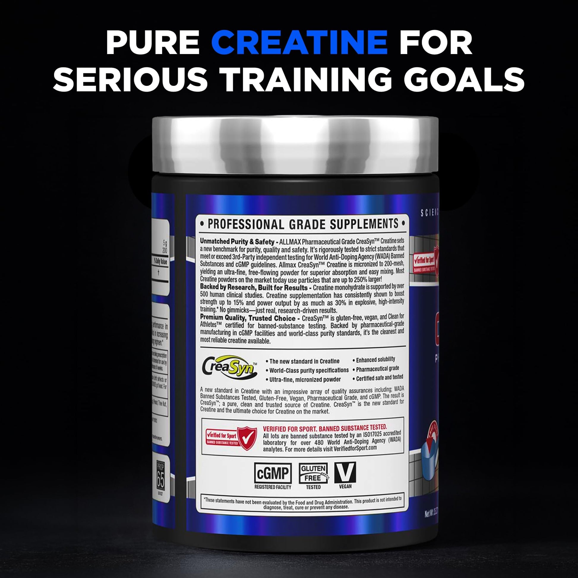 Allmax Creatine Monohydrate - Aid Muscle Growth & Strength Gains, No Artificial Ingredients - 1000g - 5g per Serving - 200 Servings