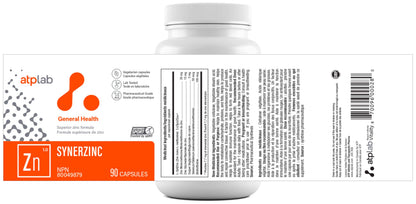 ATP LAB - Synerzinc, 90 Capsules 90-Day Supply - Zinc Supplement An Essential Mineral - Helps to Maintain Healthy Skin and Immune Function - Helps to Produce and Repair Connective Tissue - Available at All In One Marketplace Canada