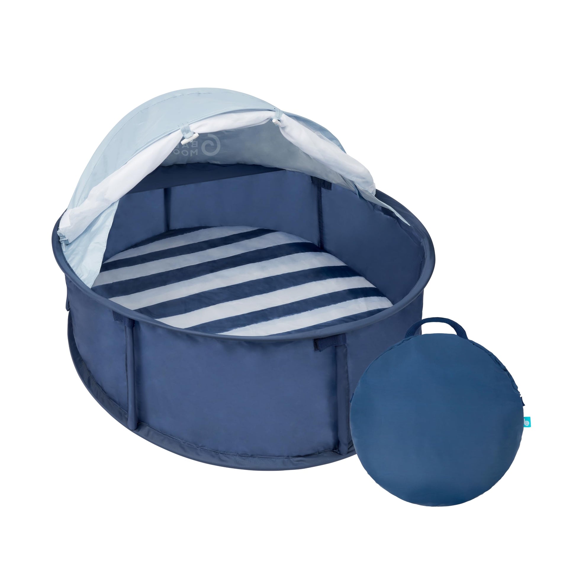 Babymoov Babyni Anti-UV Infant Pop-Up Tent, Portable Baby Beach Shelter with UPF 50+ Sun Protection, Ventilated Outdoor Canopy, Floor Mat, Sensory Details & Travel Bag, Marine Babymoov