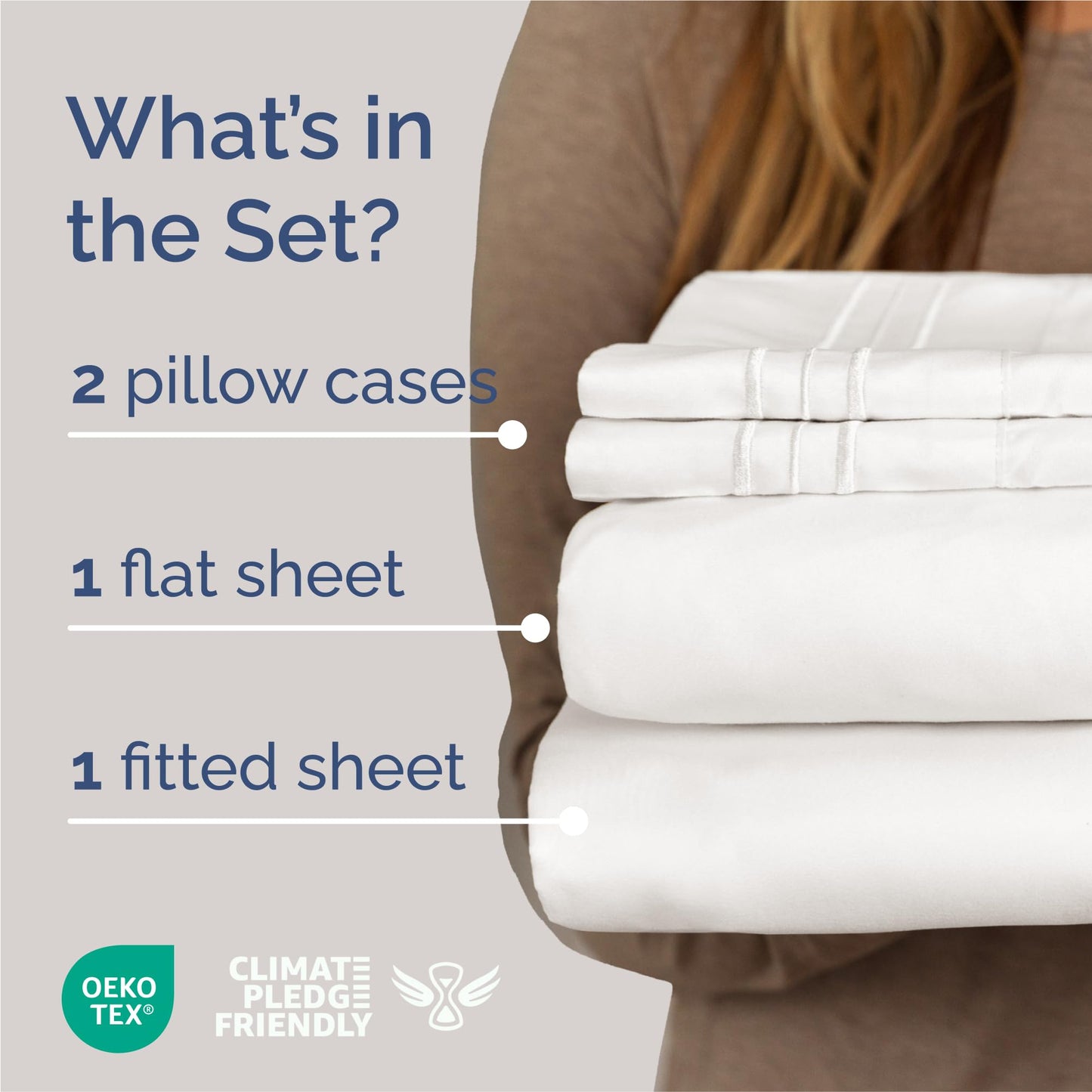 King 4 Piece Sheet Set - Comfy Breathable & Cooling Sheets - Hotel Luxury Bed Sheets for Women & Men - Deep Pockets, Microfiber, Extra Soft and Wrinkle Free Sheet - Antique White Oeko-Tex Bed Sheets