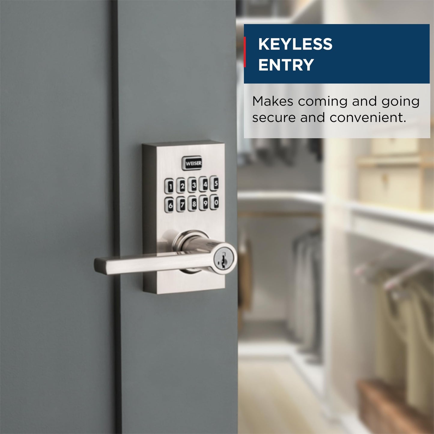 Weiser Smartcode 10 Satin Nickel Keyless Entry Door Lock with Handle/Deadbolt Lock, Keypad Door Lock with Auto Lock, Up to 30 User Codes, Electronic Door Handles/Door Locks for Entry Door & Garage Weiser