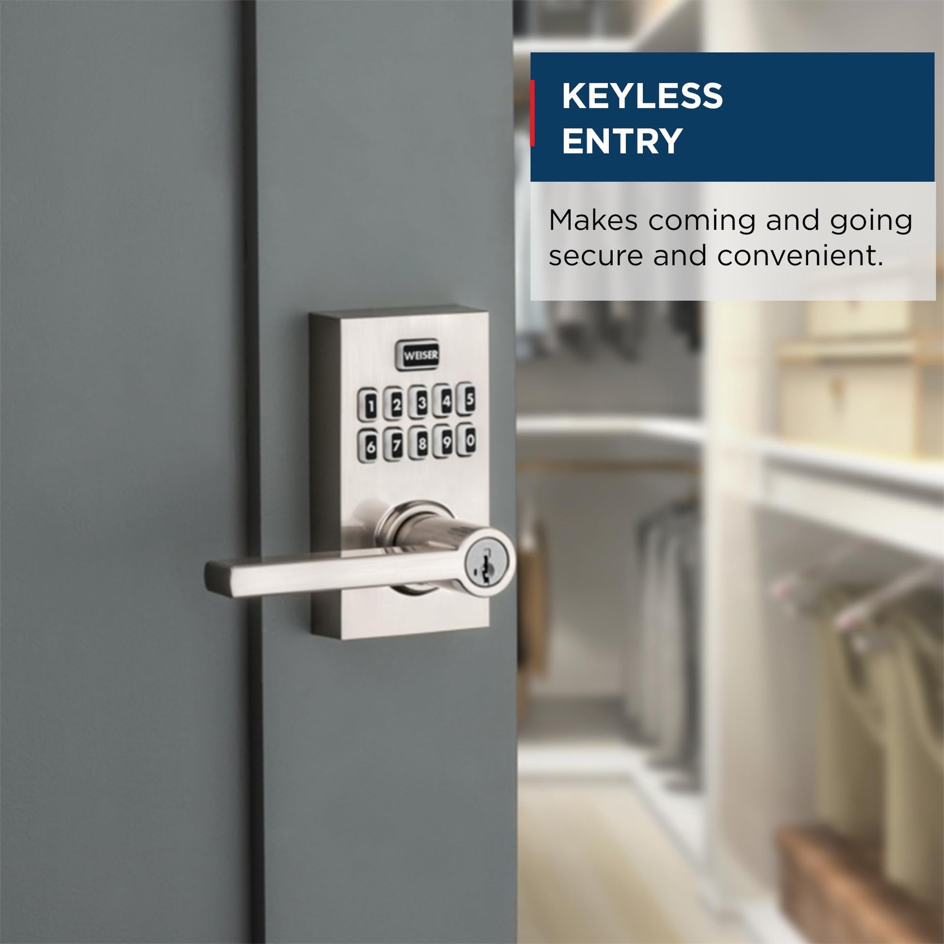 Weiser Smartcode 10 Satin Nickel Keyless Entry Door Lock with Handle/Deadbolt Lock, Keypad Door Lock with Auto Lock, Up to 30 User Codes, Electronic Door Handles/Door Locks for Entry Door & Garage Weiser