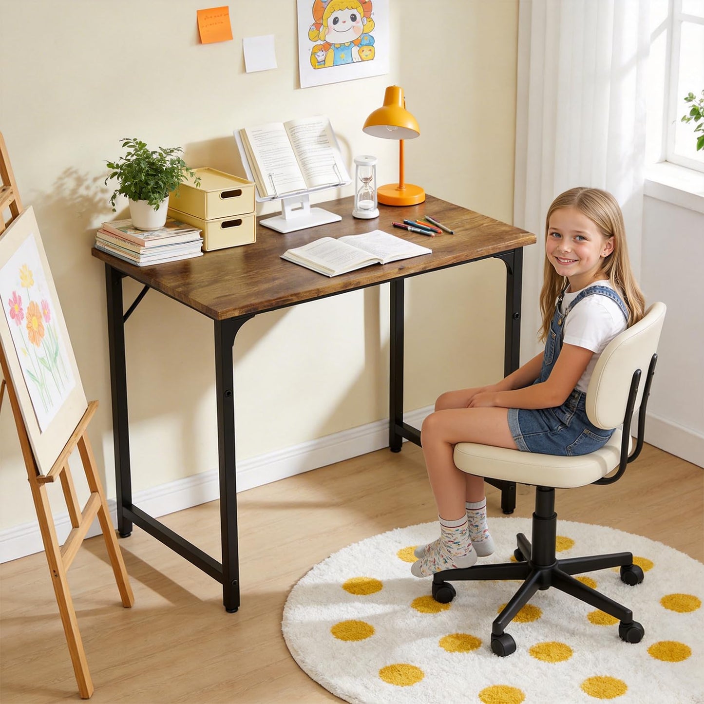 BestOffice Computer Desk,Home Office Desk Writing Study Table Modern Simple Style PC Desk with Metal Frame for Home Office BestOffice