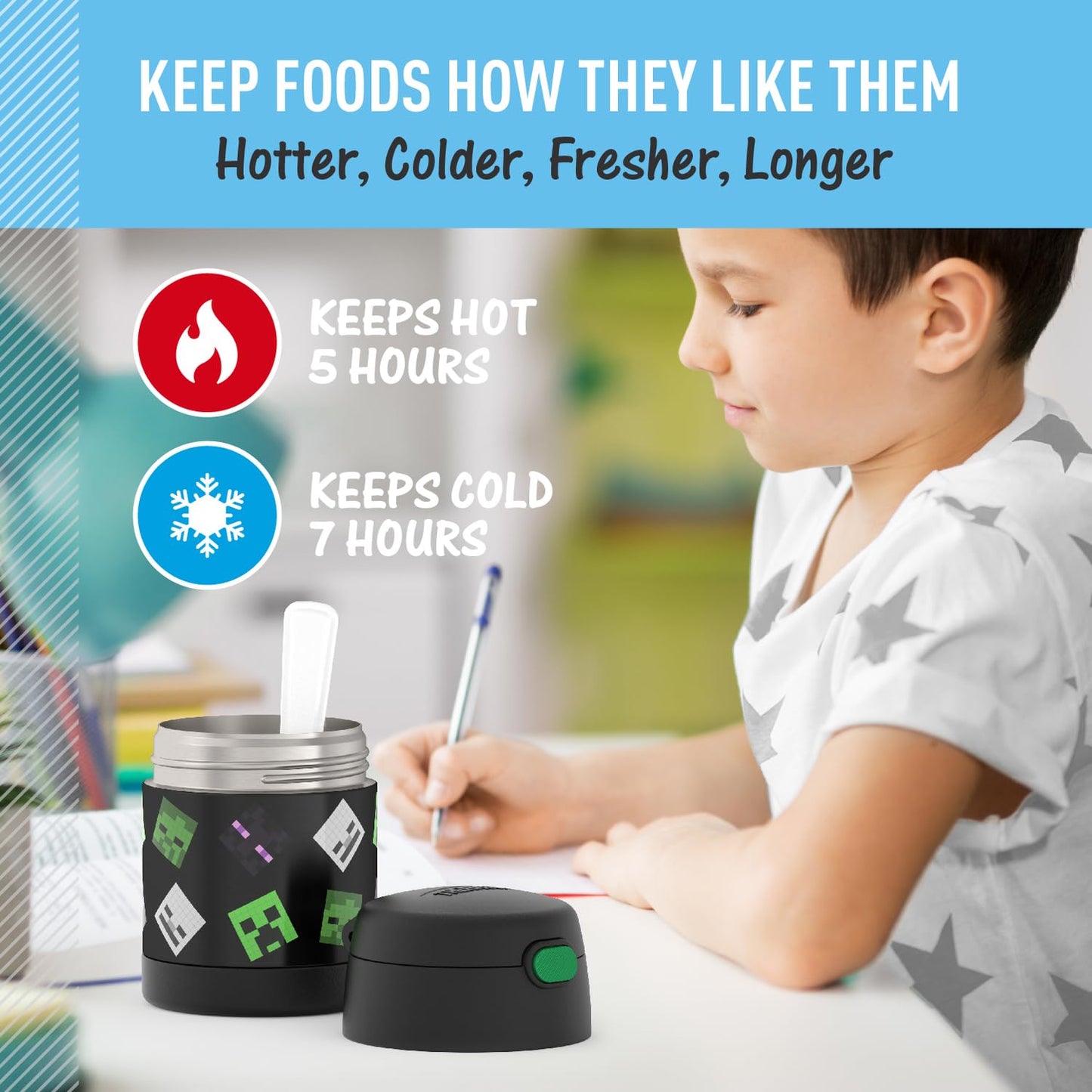 THERMOS FUNTAINER Kids Food Jar with Spoon, 10oz, Minecraft 🍁 All In One Marketplace Canada