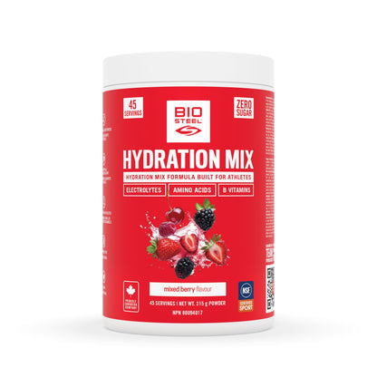 BioSteel Hydration Mix, Great Tasting with Zero Sugar, and No Artificial Flavours or Preservatives, Mixed Berry, 45 Servings per Container