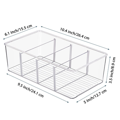 Vtopmart 4 Pack Food Storage Organizer Bins, Clear Plastic Bins for Pantry, Kitchen, Fridge, Cabinet Organization and Storage, 4 Compartment Holder for Packets, Tea, Snacks, Pouches, Spice Packets - Available at All In One Marketplace Canada