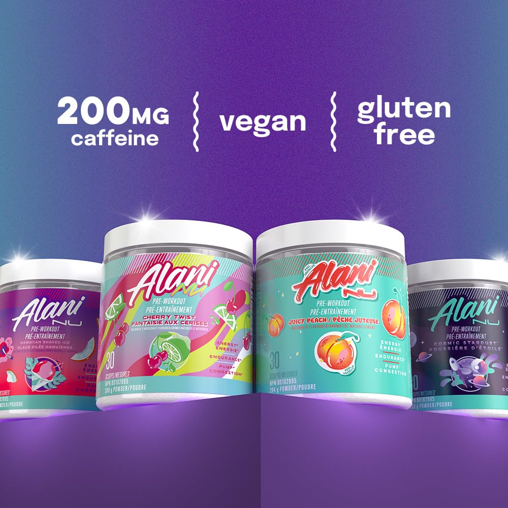 Alani Nu Pre Workout Powder | Amino Energy Boost | Endurance Supplement | Sugar Free | 100mg Caffeine | L-Theanine, Beta-Alanine, Citrulline | 30 Servings (Cherry Twist) Alani Nu