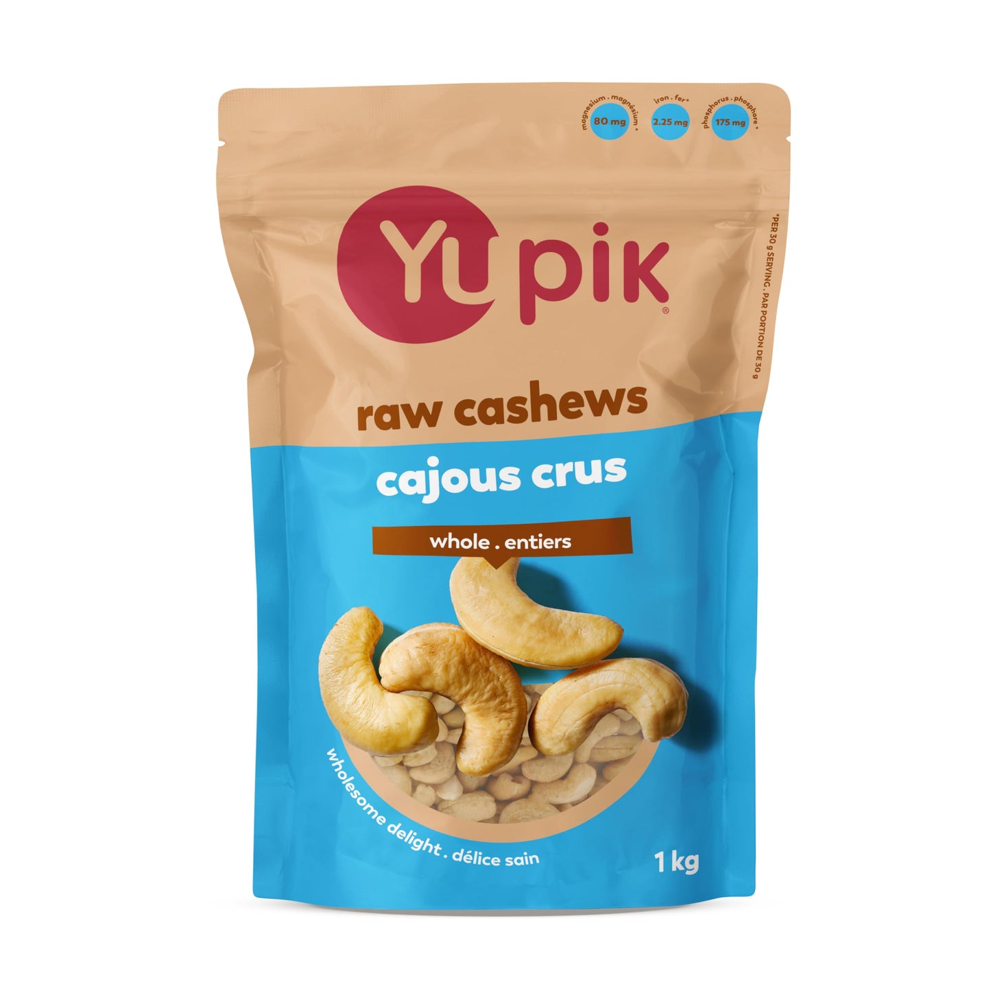 Yupik Raw Whole Cashews, 1 kg, Gluten-Free, Kosher, Vegan, Crunchy Nuts, Unsalted, Unroasted, Oil-Free, Source of Protein & Iron, Nutritious, Healthy Snacks, Ideal for Baking & Cooking