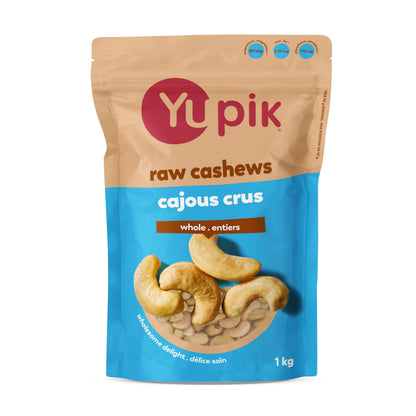 Yupik Raw Whole Cashews, 1 kg, Gluten-Free, Kosher, Vegan, Crunchy Nuts, Unsalted, Unroasted, Oil-Free, Source of Protein & Iron, Nutritious, Healthy Snacks, Ideal for Baking & Cooking