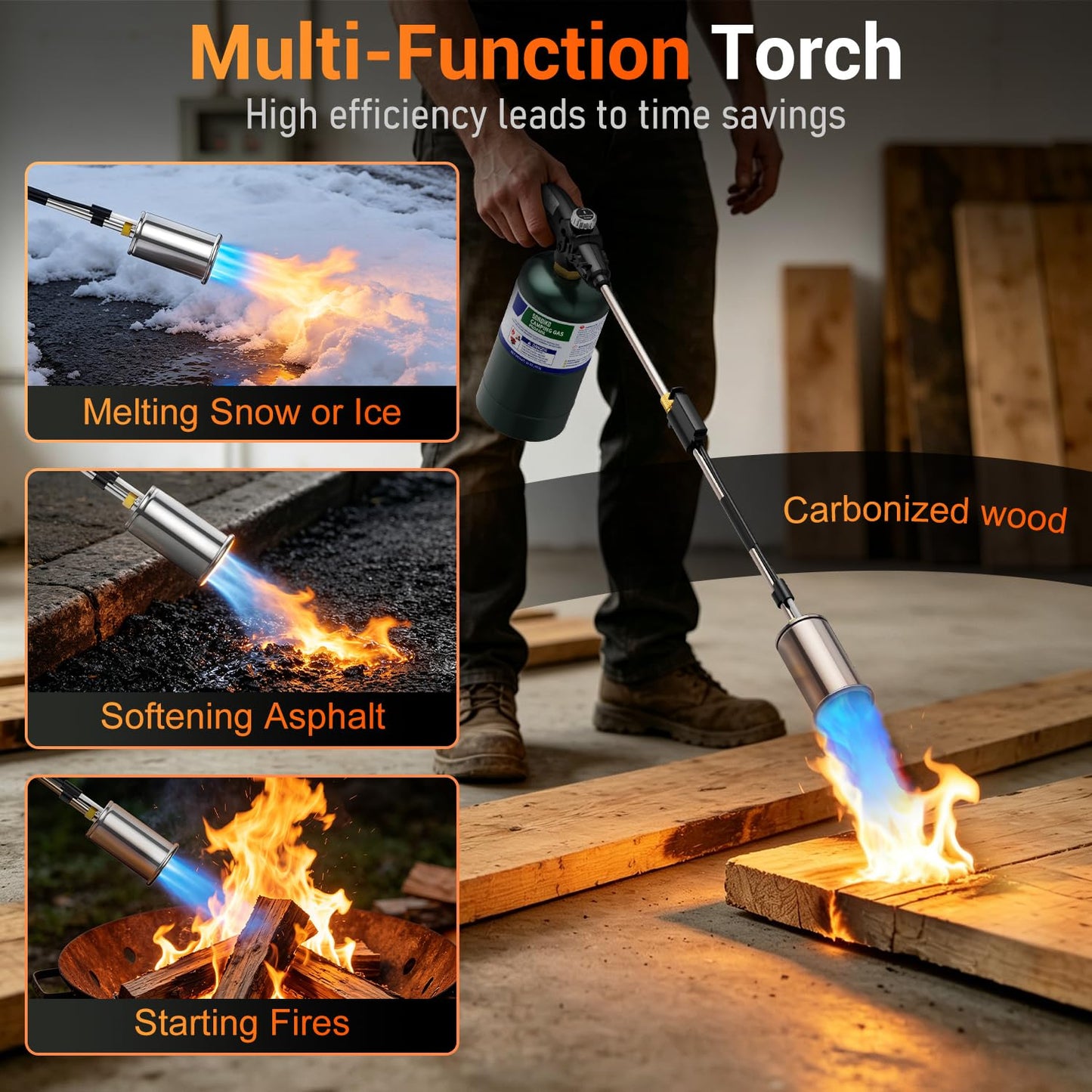 Sondiko Propane Torch Weed Burner, Ideal Weed Torch, Gas Welding Equipment, Heavy Duty Blow Torch with Turbo Trigger for Garden Stumps Wood Snow and Roofing