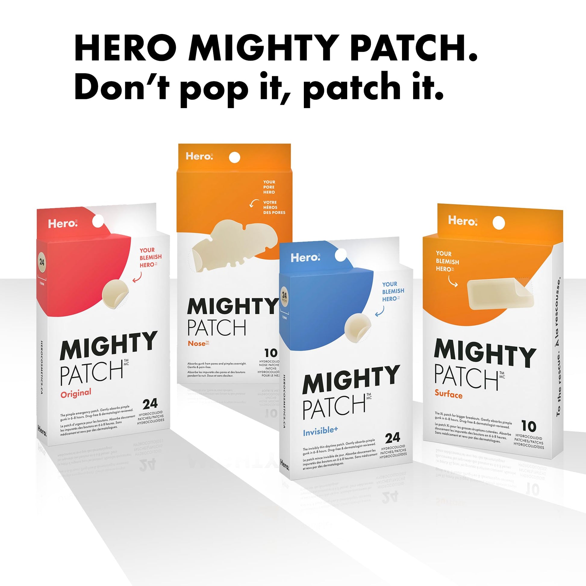 Hero Cosmetics Mighty Patch Invisible+ – Barely-there Hydrocolloid Patch for Pimples on the Face, Day-time Patches for Sensitive Skin, 39 Count