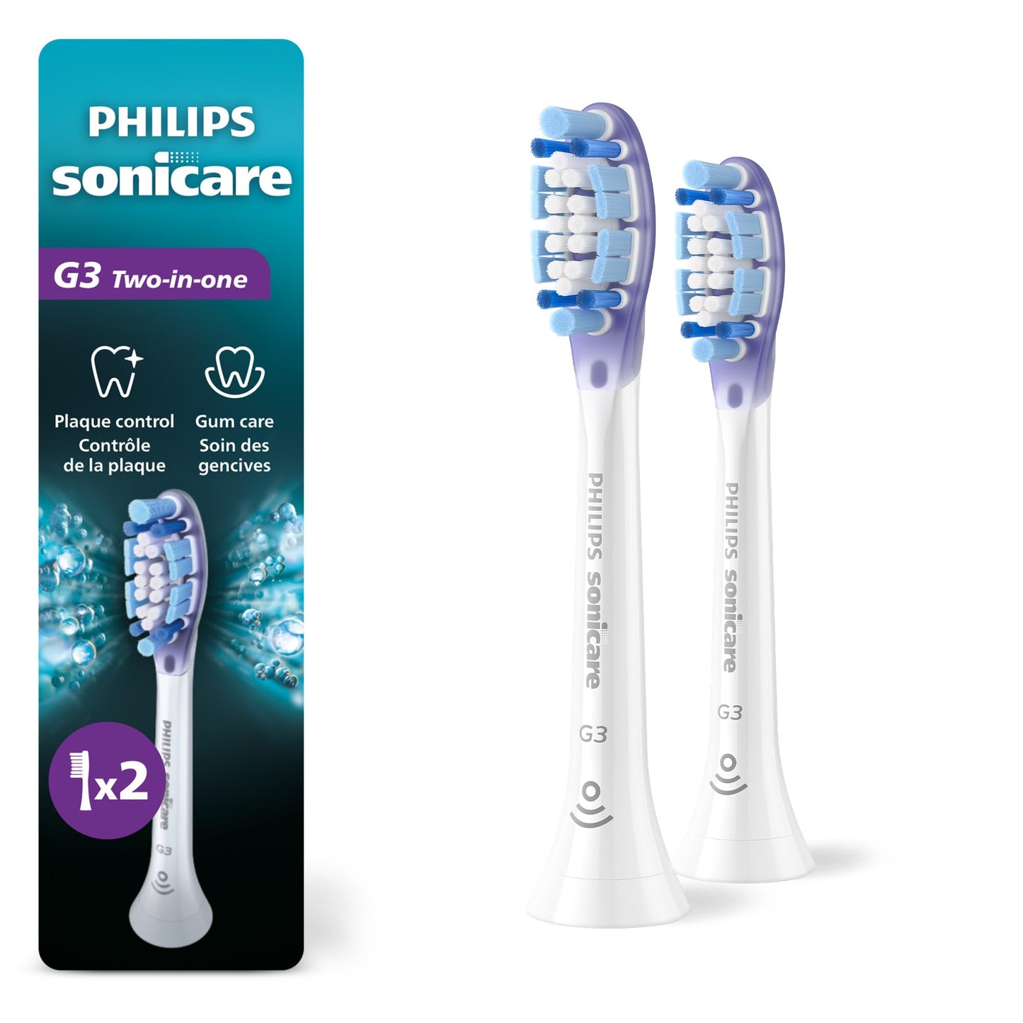 Philips Sonicare G3 Two-in-One Brush Heads, 2-Pack, 6 Month Supply, White PHILIPS