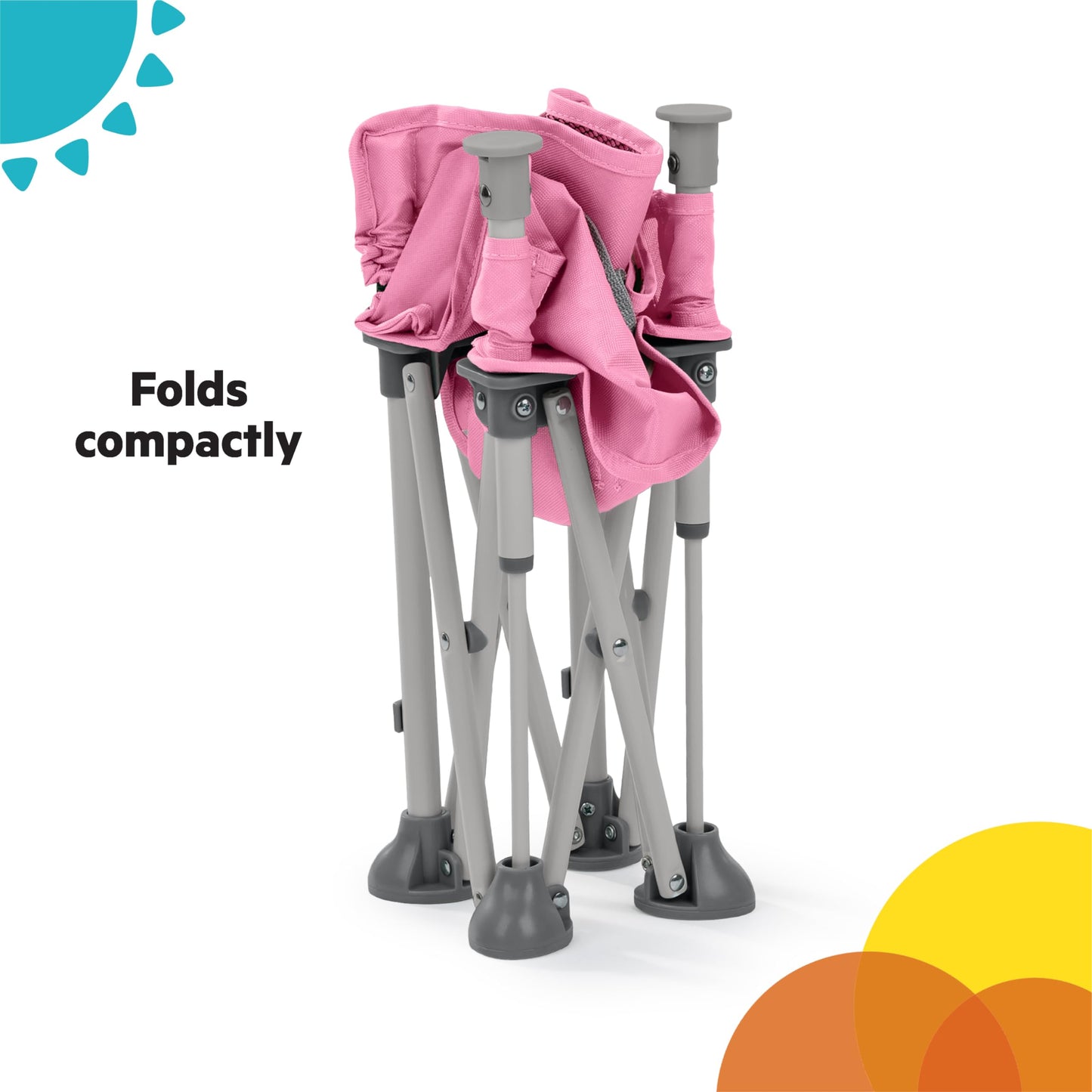 Bright Starts Pop 'N Sit Portable Booster, Indoor/Outdoor Use, Floor Seat with Feeding Tray, Pink, 6 Mos - 3 Yrs