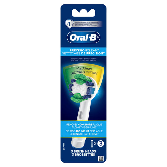 Oral-B Precision Clean Electric Toothbrush Replacement Brush Heads Refill, White, 3 Count