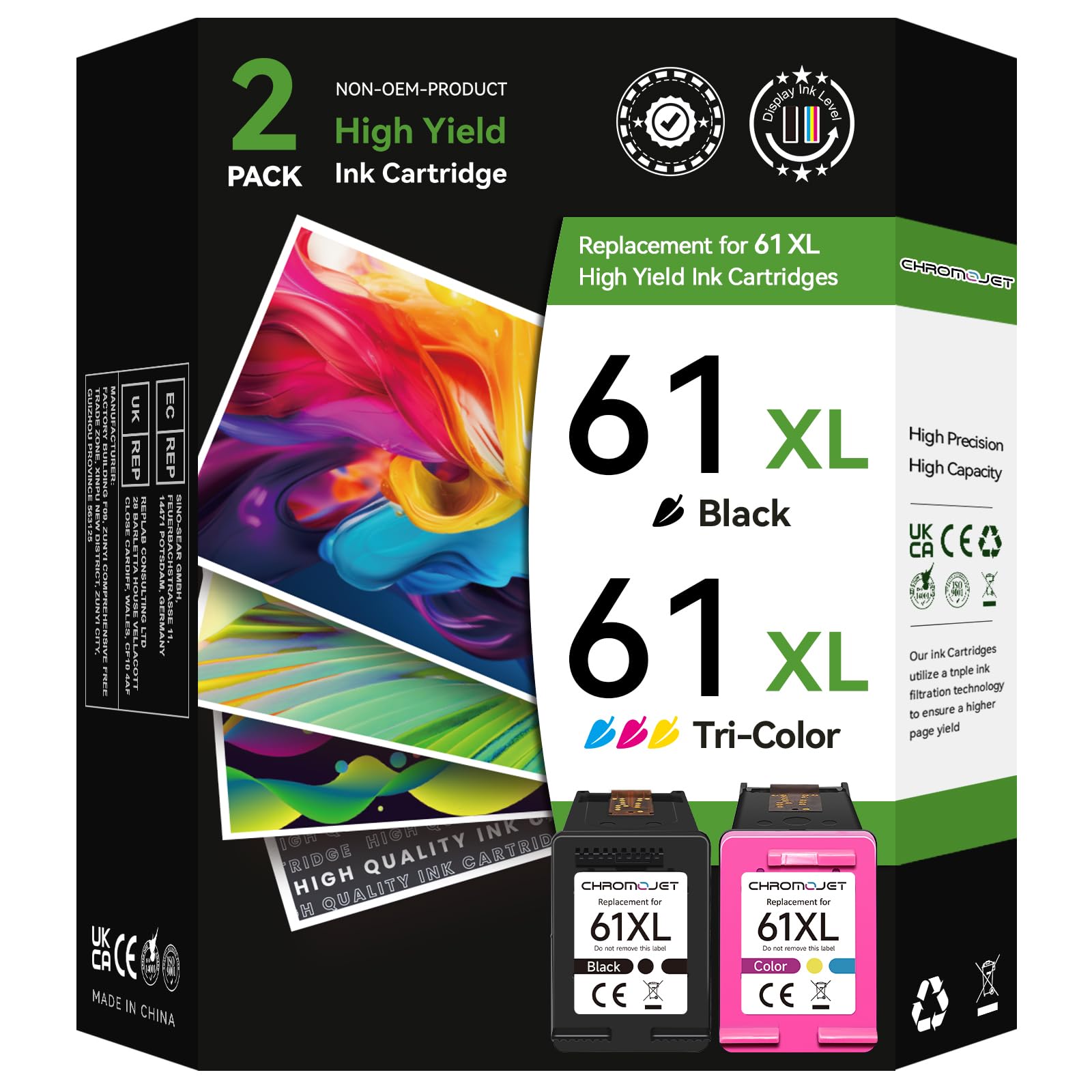 61XL Ink Cartridge Black Colour Compatible for HP 61 Ink Cartridge Compatible for HP Envy 4500 Ink fit for Envy 4500 5530 5534 5535 DeskJet 1000 1010 2540 2541 3050 OfficeJet 4630 4635 2620 Printer - Available at All In One Marketplace Canada