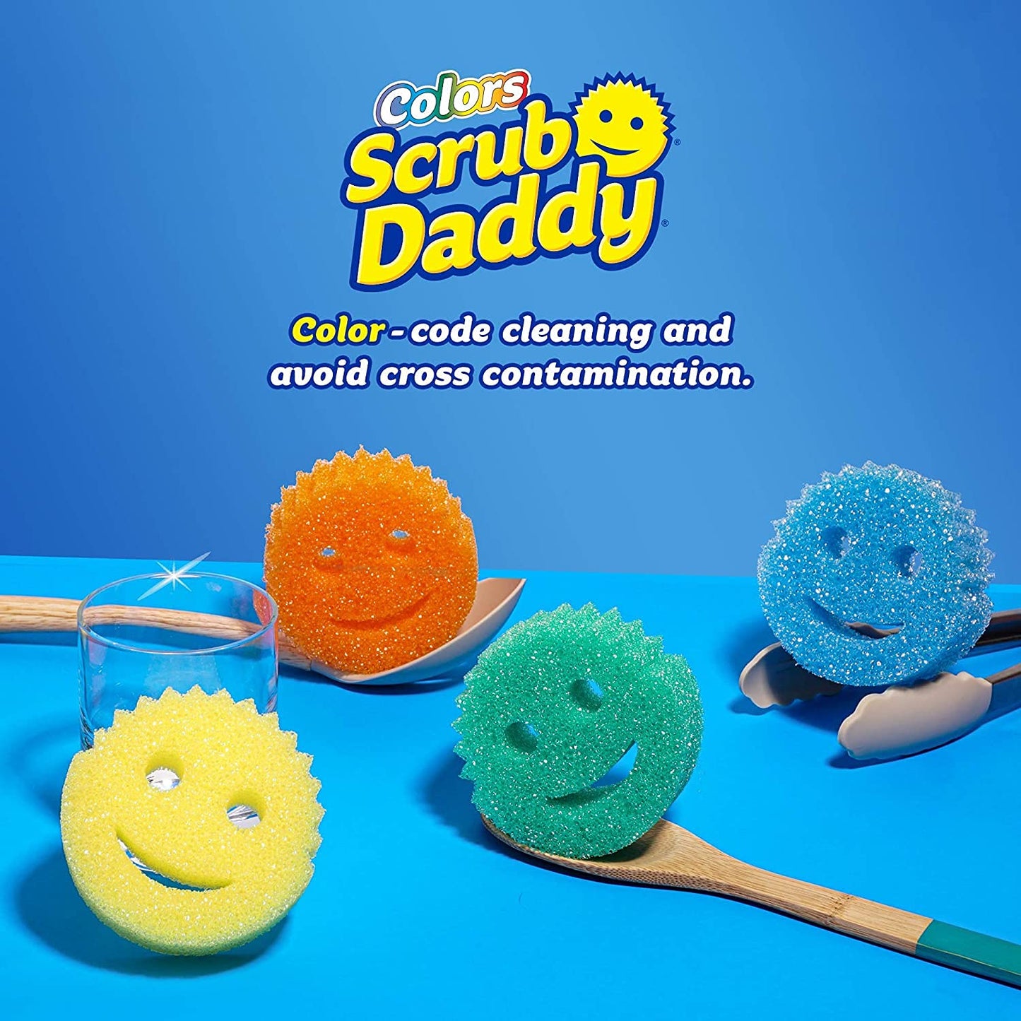 Scrub Daddy Sponge Set - Colors - Scratch-Free Scrubbers for Dishes and Home, Odor Resistant, Soft in Warm Water, Firm in Cold, Deep Cleaning, Dishwasher Safe, Multi-use, Functional, 4ct - Available at All In One Marketplace Canada