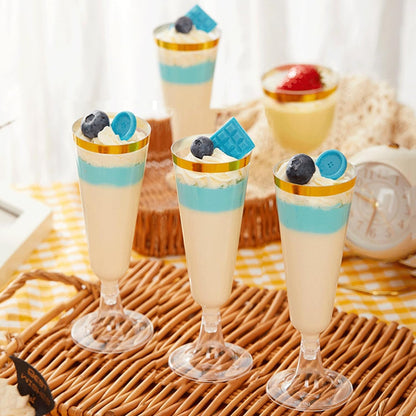100 Pack 5oz Clear Disposable Plastic Champagne Flutes with Gold Rim 🍁 All In One Marketplace Canada