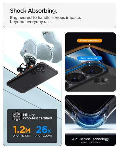 Spigen Case for Galaxy S26 Case, Full Camera Protection, Built-in Magnetic Ring, Drop Protection, Tough Armor MagFit Designed for Samsung Galaxy S26 - Black