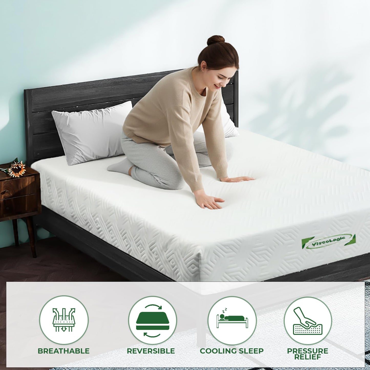 ViscoLogic Made in Canada 6 Inch Twin Mattress, Cool Gel Infused Foam, Medium Firm Support & Pressure Relief, Mattress in a Box, CertiPUR-US®, Twin Size