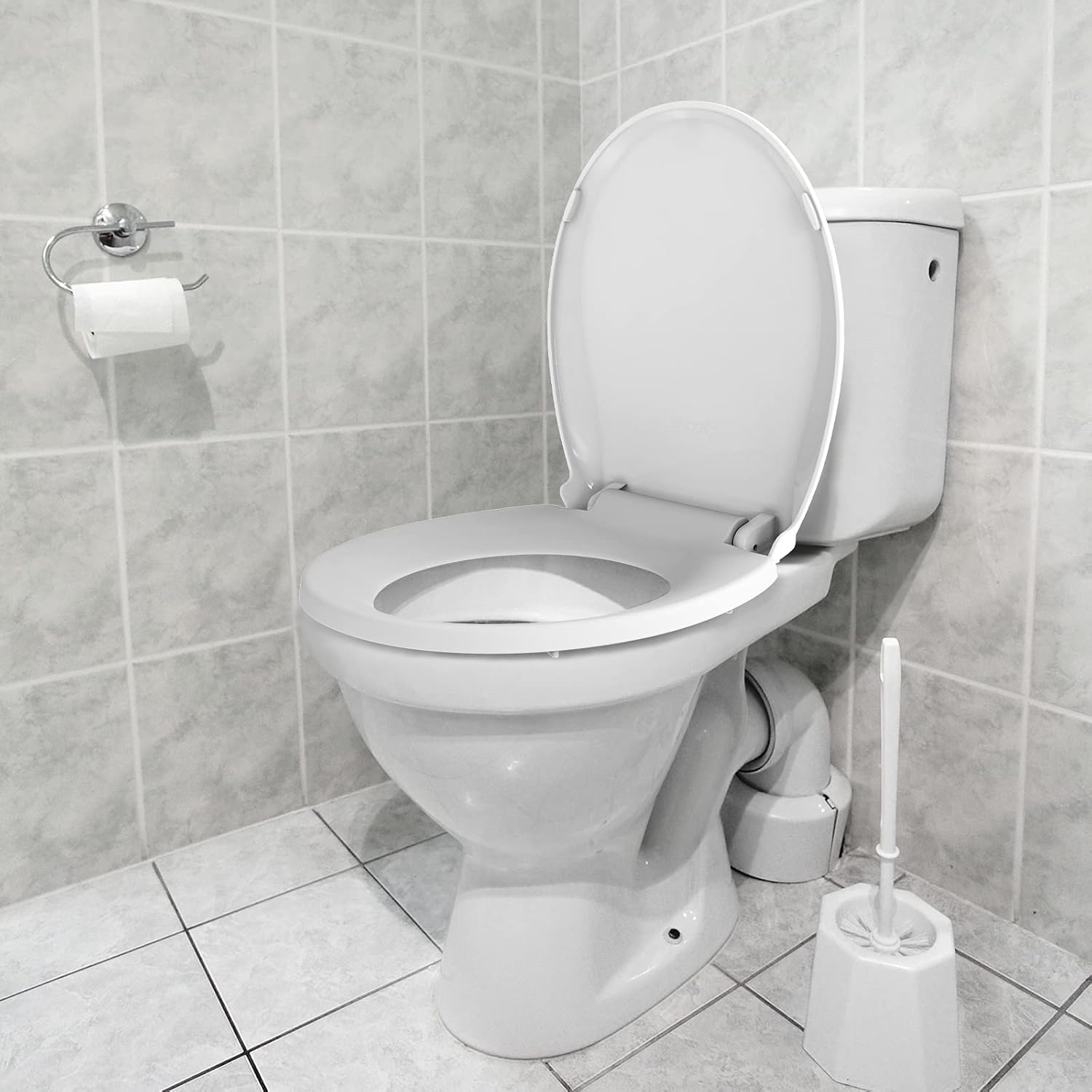 Soft Close Commercial Toilet Seat – 17 Round, Thickened White PP, Quiet Lid, Easy Install & Clean, Never Loosen, Restroom Grade, Fits Most Standard Toilets – Size: 17/19" PeacefulHues