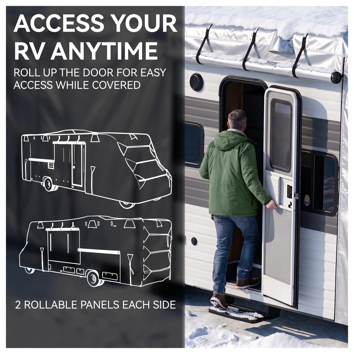 FRUNO Oxford Fabric Class C RV Cover Fits 23'-26' Waterproof Rip-Resistant Anti-UV Motorhome Camper Cover for Winter Snow with Jack Cover 4 Tire Covers and Gutter Covers 🍁 All In One Marketplace Canada